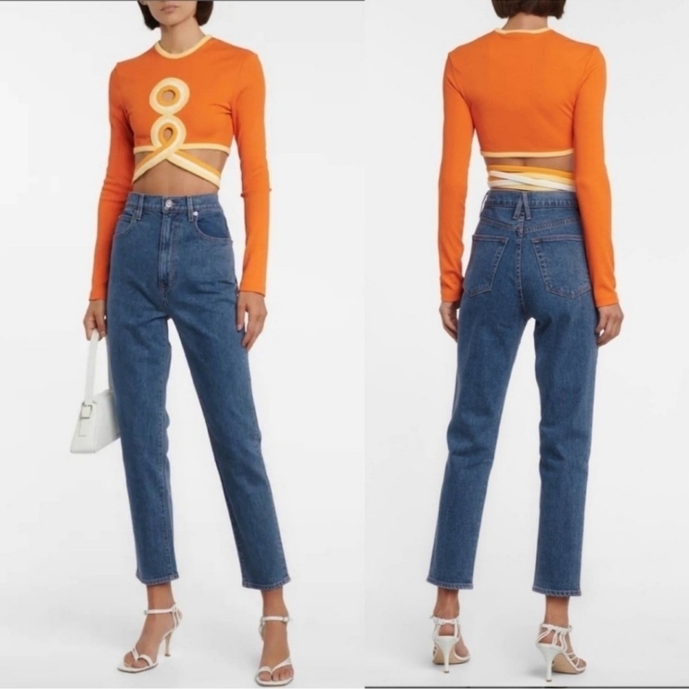 SLVRLAKE High Rise Straight Leg Jeans in Medium Blue